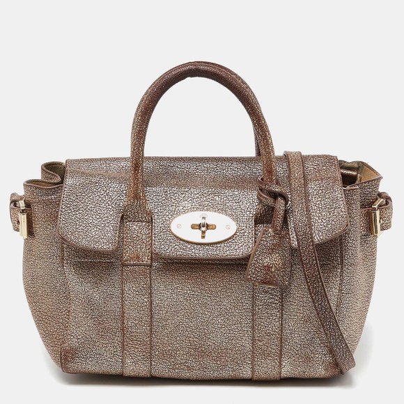 Mulberry Handbags - Mulberry Metallic Brown Leather Mini Bayswater Satchel